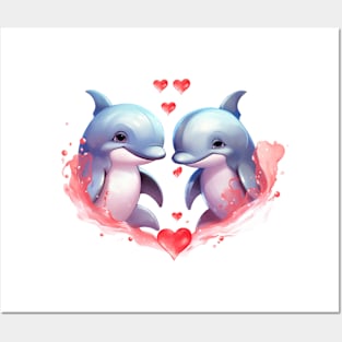 Valentine Dolphin Couple Posters and Art